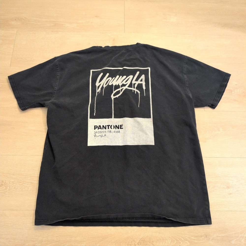 YoungLA Pantone Graphic Men Medium Washed Gym Streetwear Shirt Spray Graffiti